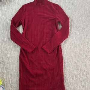SHEIN Burgundy Long Sleeve Dress